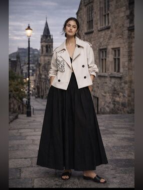 Anthropologie NWT Crop Embroidered Trench Coat size 2X.